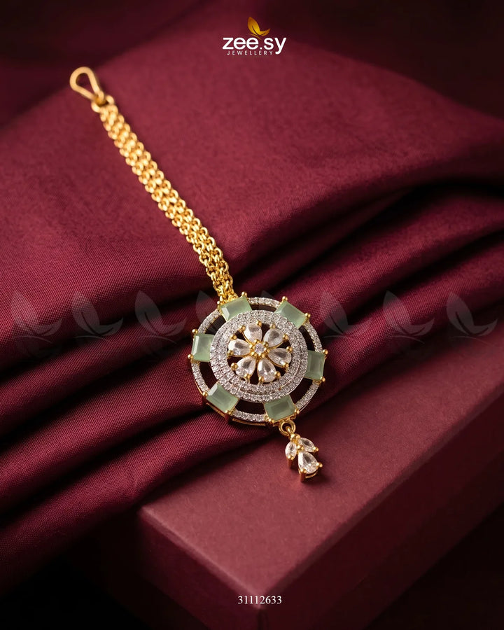 Celeste Bindiya golden mint green bindiya - Zeesy Jewellery Pakistan | Premium Artificial & Imitation Jewellery