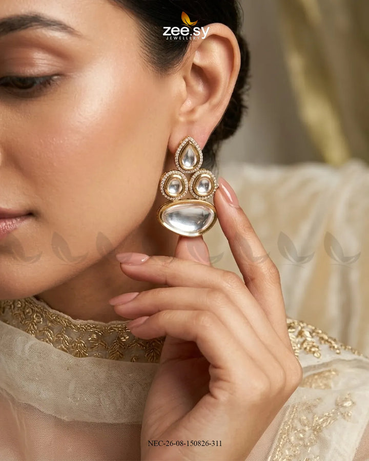 Celeste Traditional Polki Necklace Set Necklace Sets - Zeesy Jewellery Pakistan | Premium Artificial & Imitation Jewellery