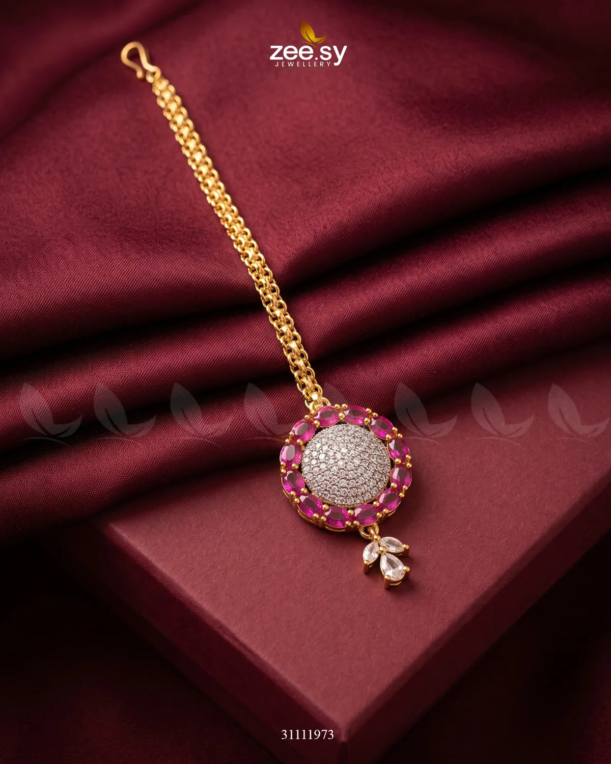 Celestia Bindiya Golden Fuchsia bindiya - Zeesy Jewellery Pakistan | Premium Artificial & Imitation Jewellery