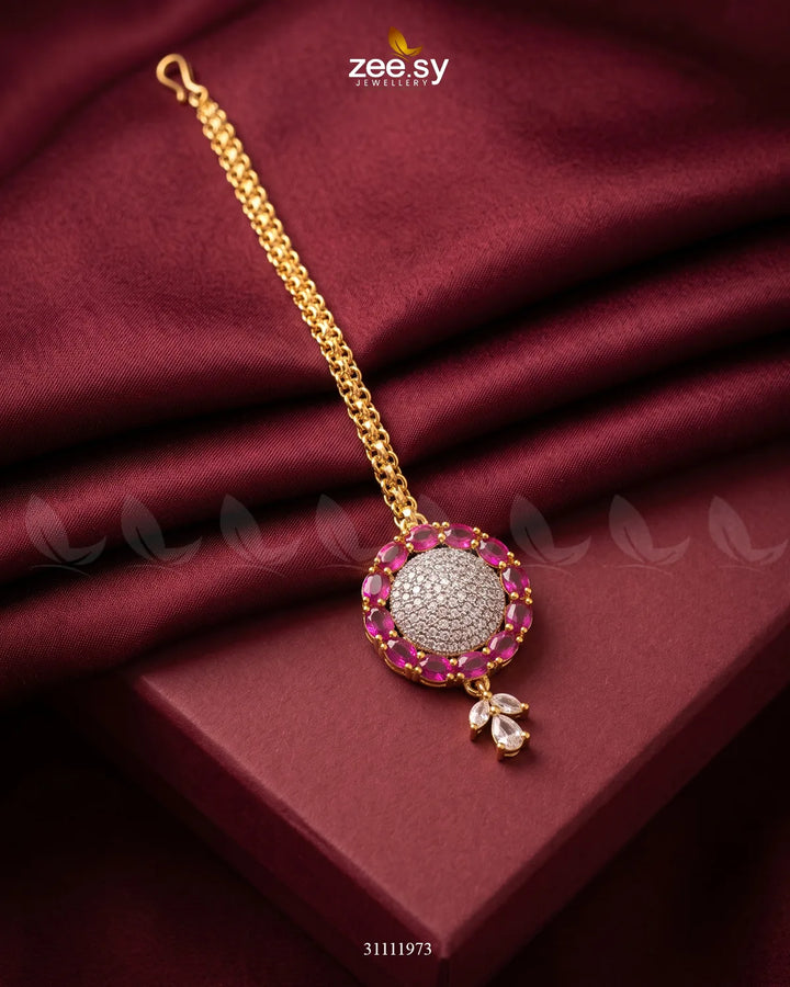 Celestia Bindiya Golden Fuchsia bindiya - Zeesy Jewellery Pakistan | Premium Artificial & Imitation Jewellery