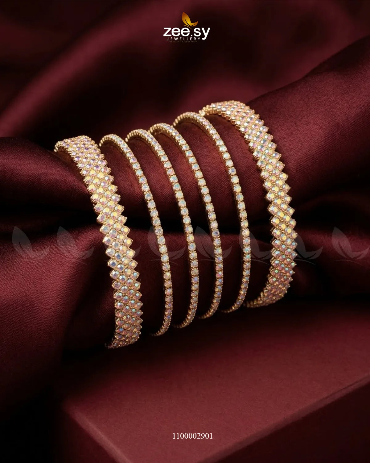AJ03 Celestia Prism Crystal Bangle featuring sparkling crystal accents on a stylish bangle bracelet.