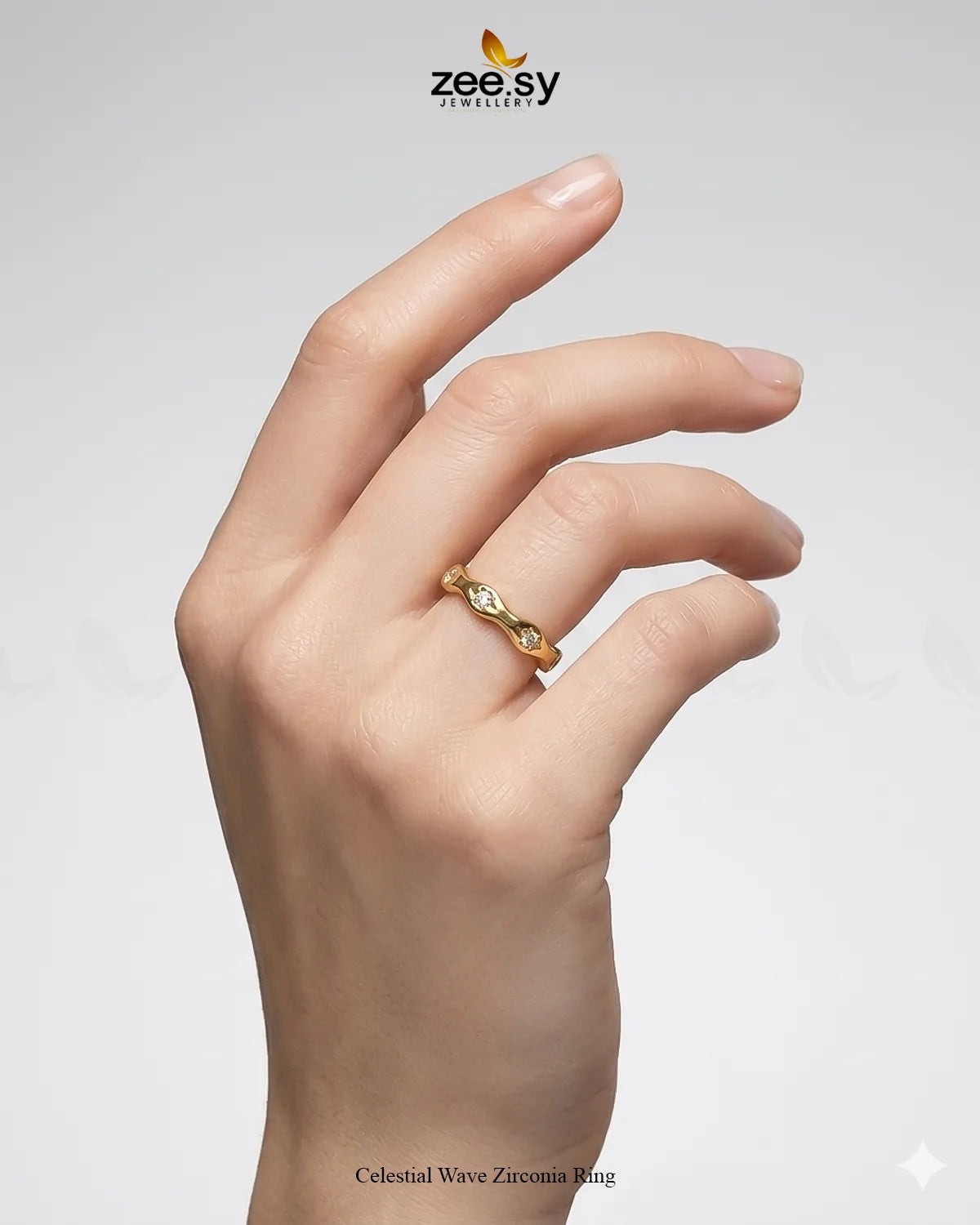 Celestial Wave Zirconia Ring Finger Ring - Zeesy Jewellery Pakistan | Premium Artificial & Imitation Jewellery