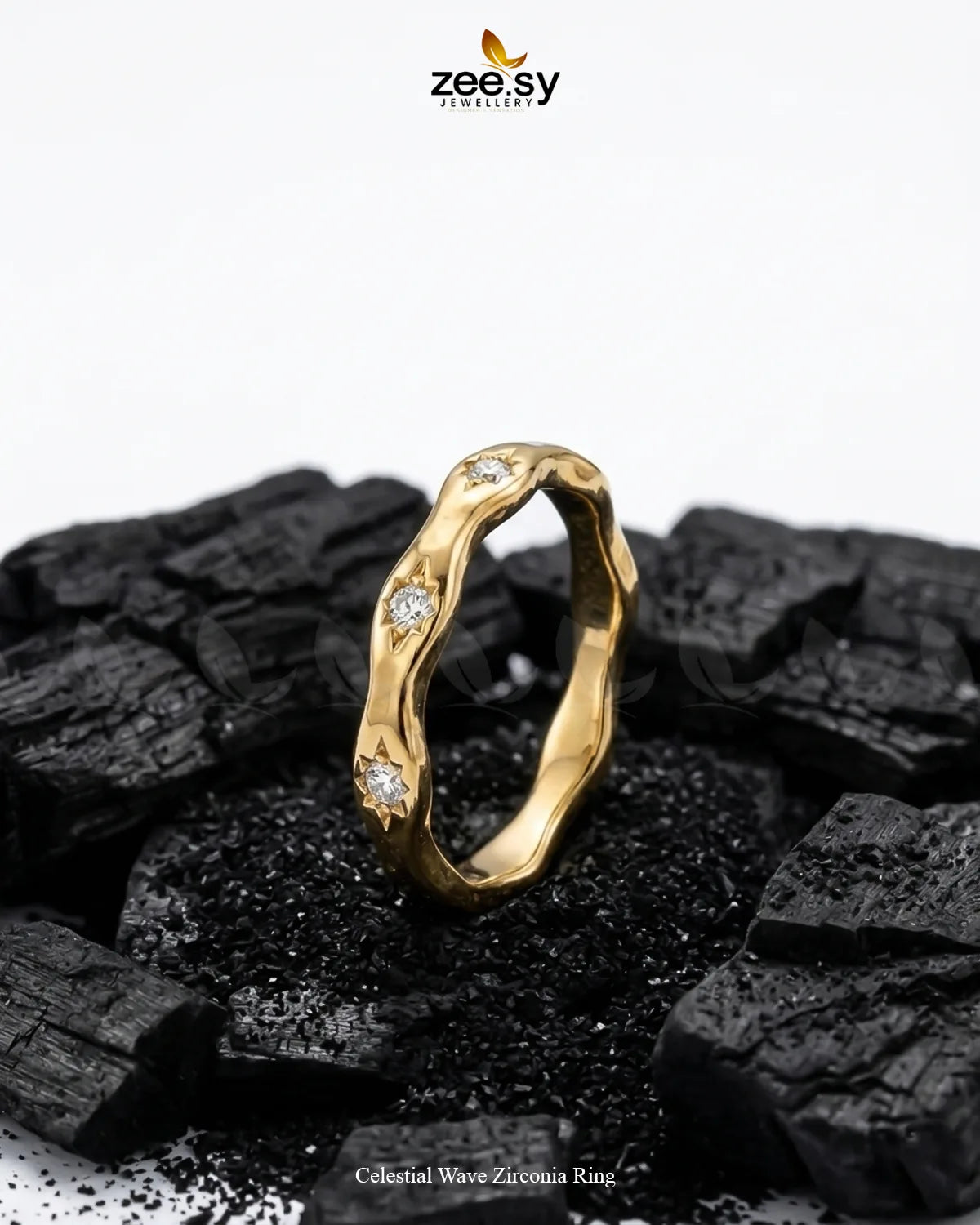 Celestial Wave Zirconia Ring Finger Ring - Zeesy Jewellery Pakistan | Premium Artificial & Imitation Jewellery