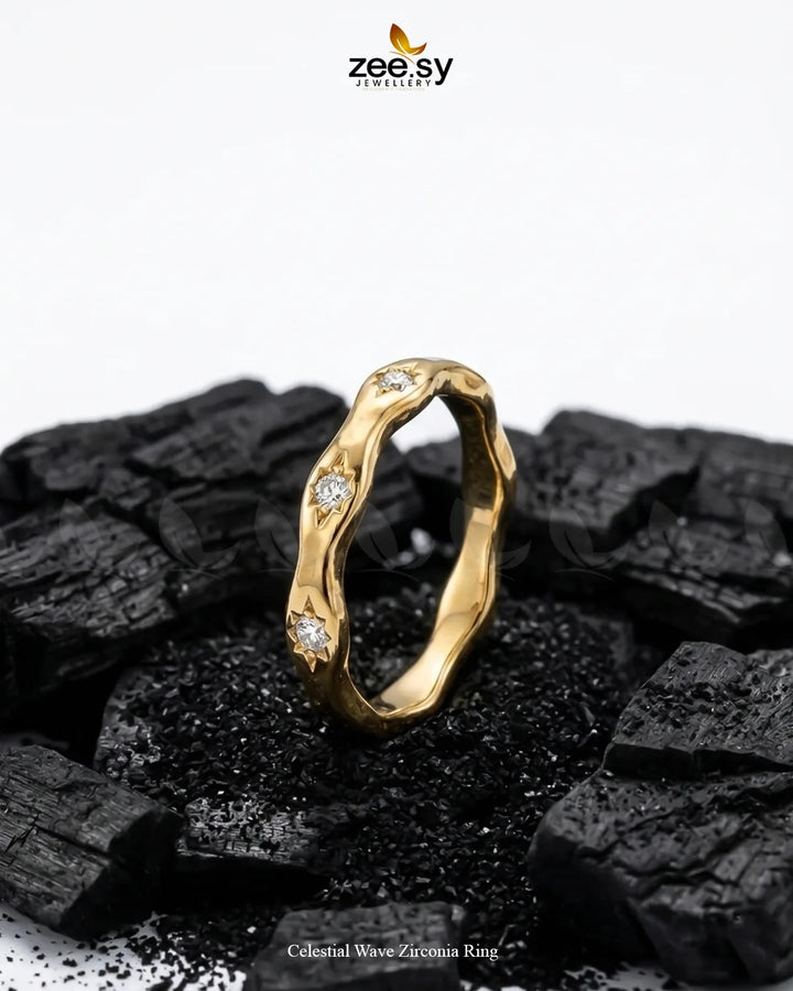 Celestial Wave Zirconia Ring Finger Ring - Zeesy Jewellery Pakistan | Premium Artificial & Imitation Jewellery