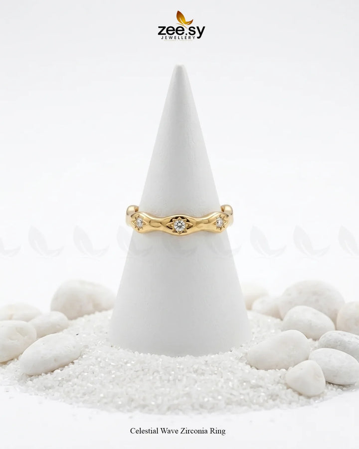 Celestial Wave Zirconia Ring Finger Ring - Zeesy Jewellery Pakistan | Premium Artificial & Imitation Jewellery