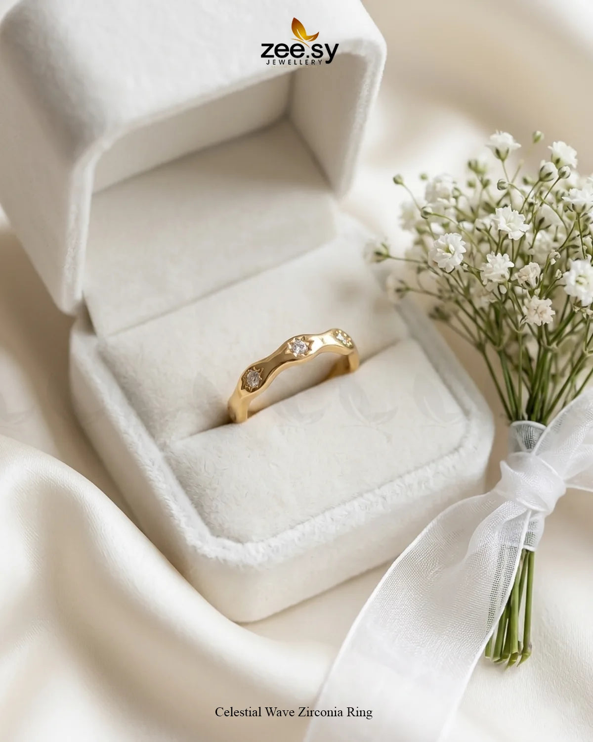 Celestial Wave Zirconia Ring Finger Ring - Zeesy Jewellery Pakistan | Premium Artificial & Imitation Jewellery