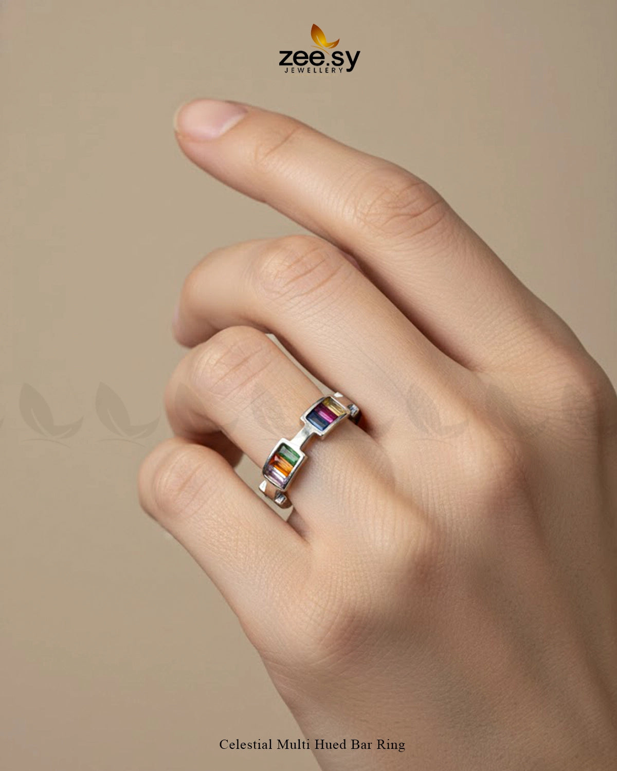 Celestial Multi Hued Bar Ring - Zeesy Jewellery