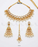 Celosia Necklace Golden white Necklace Sets - Zeesy Jewellery Pakistan | Premium Artificial & Imitation Jewellery
