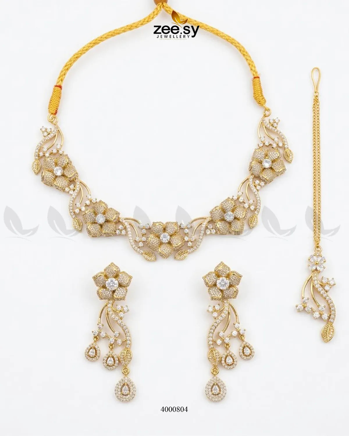 Cerise Floral Zircon Necklace Set