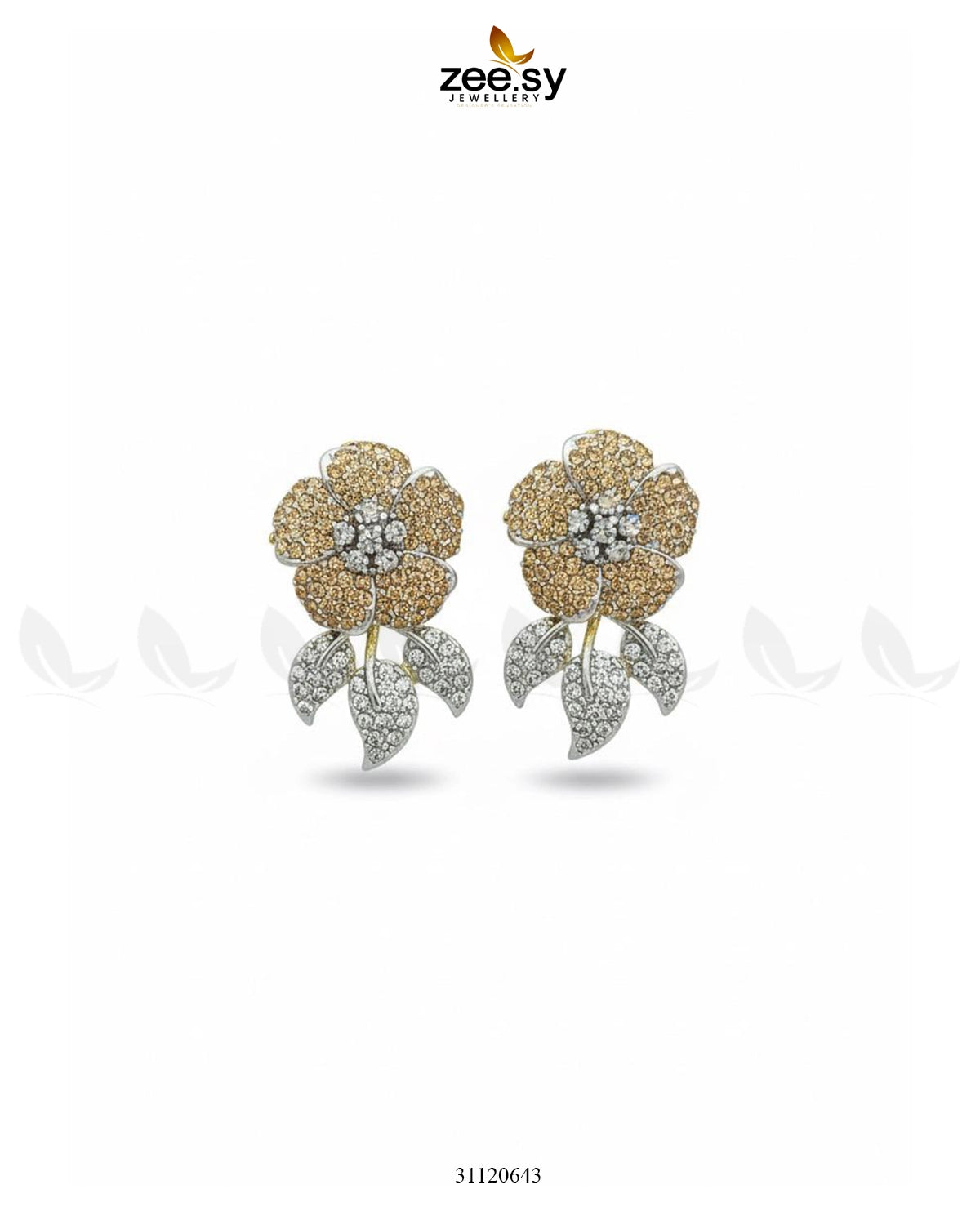 Dazzling Crystal Rose Drop Earrings Champagne - Zeesy Jewellery