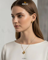 Chic Gold Puffed Heart Pendant - Zeesy.pk