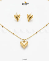 Chic Gold Puffed Heart Pendant - Zeesy.pk