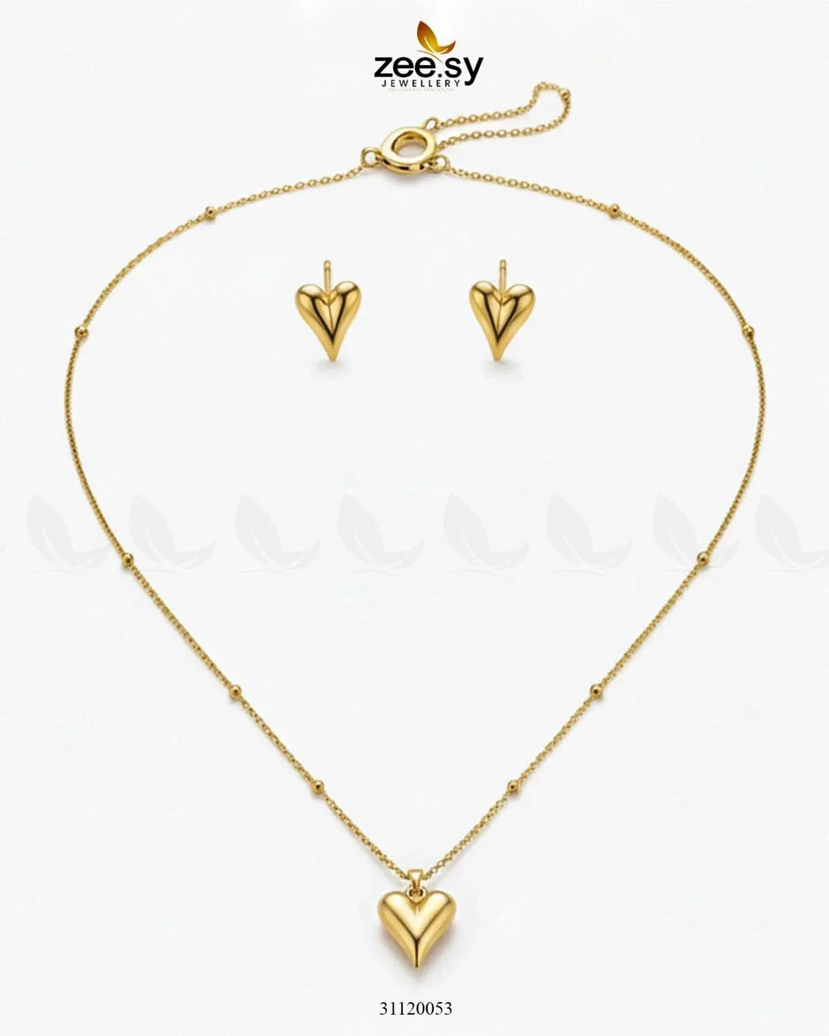 Chic Gold Puffed Heart Pendant - Zeesy.pk