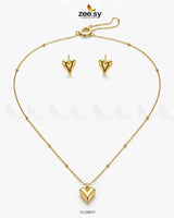 Chic Gold Puffed Heart Pendant - Zeesy.pk