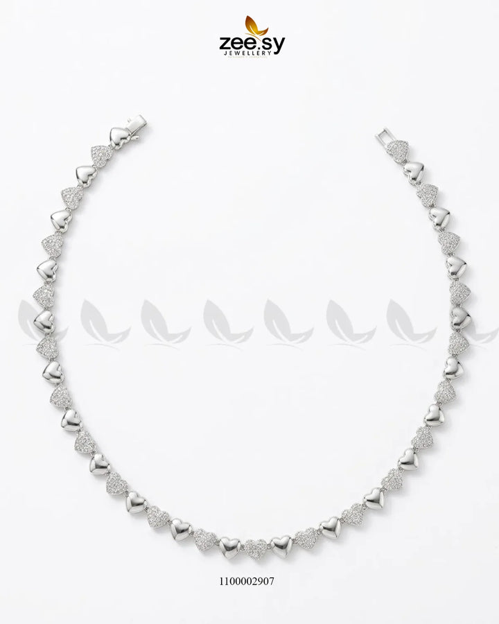Chic Paved Heart Link Chain chains - Zeesy Jewellery Pakistan | Premium Artificial & Imitation Jewellery