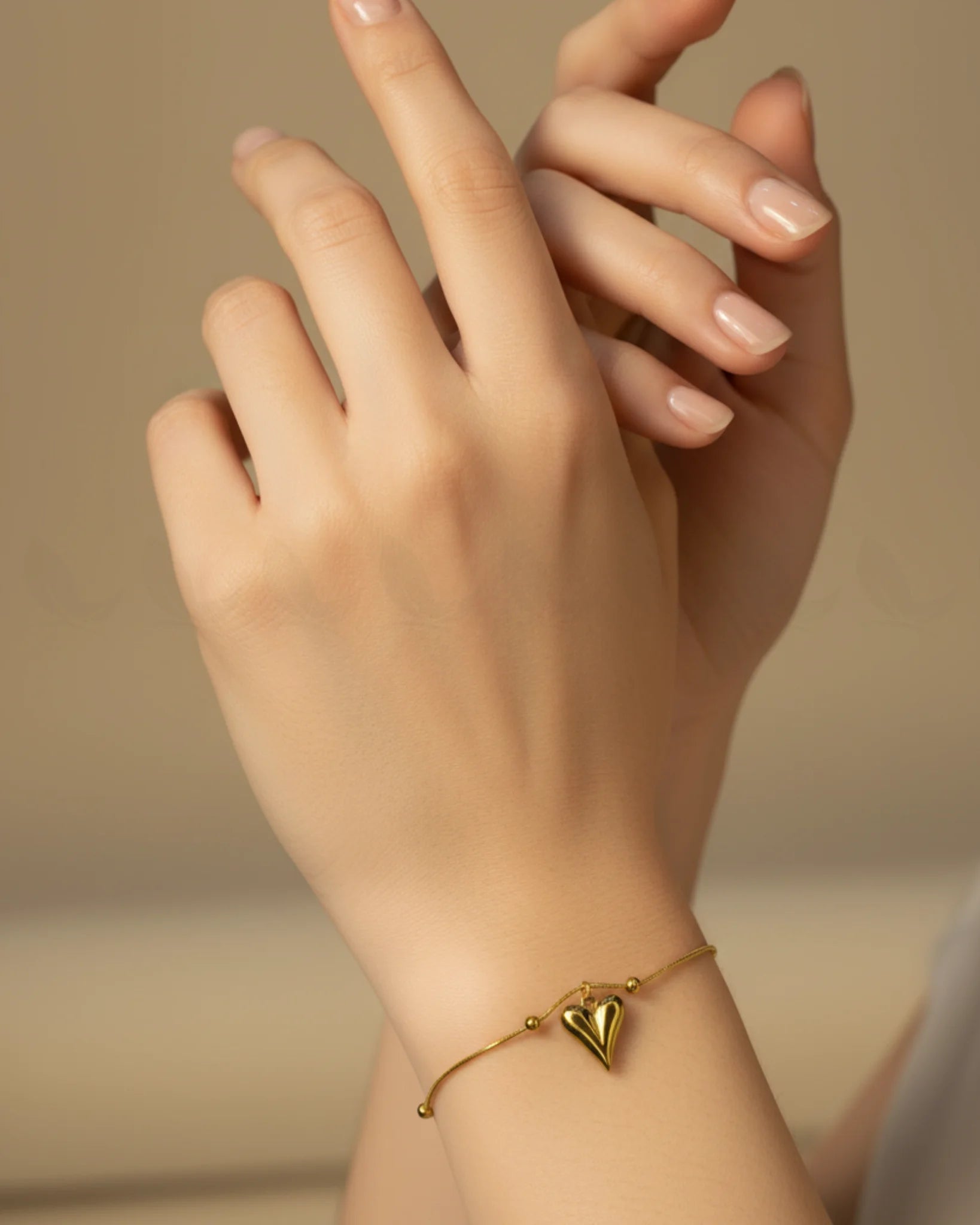 Chic Gold Puffed Heart Bracelet - Zeesy Jewellery