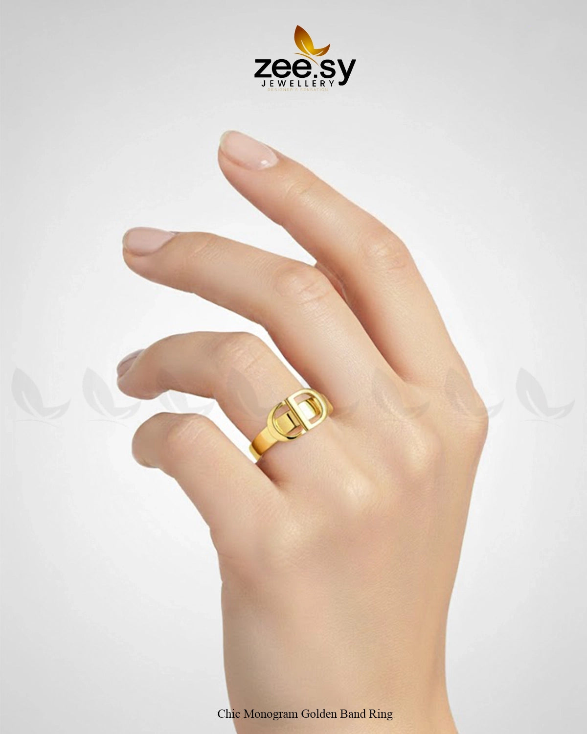 Chic Monogram Golden Band Ring - Zeesy Jewellery