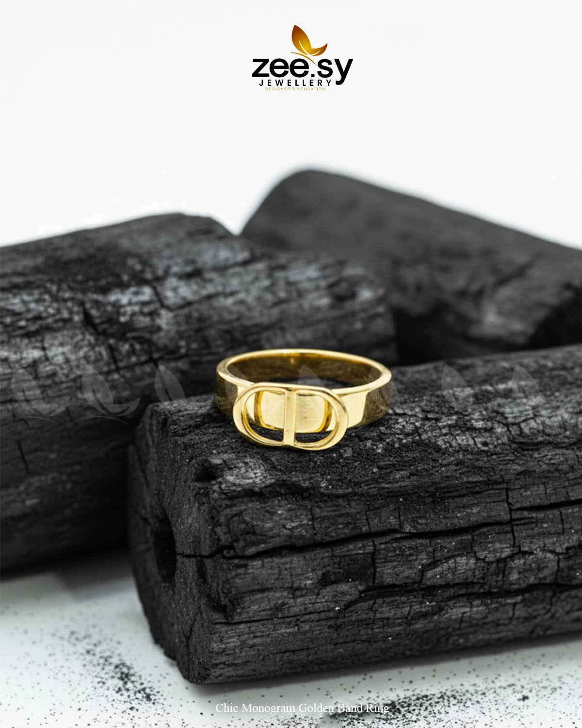Chic Monogram Golden Band Ring - Zeesy Jewellery