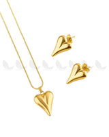 Chic Gold Puffed Heart Pendant - Zeesy Jewellery
