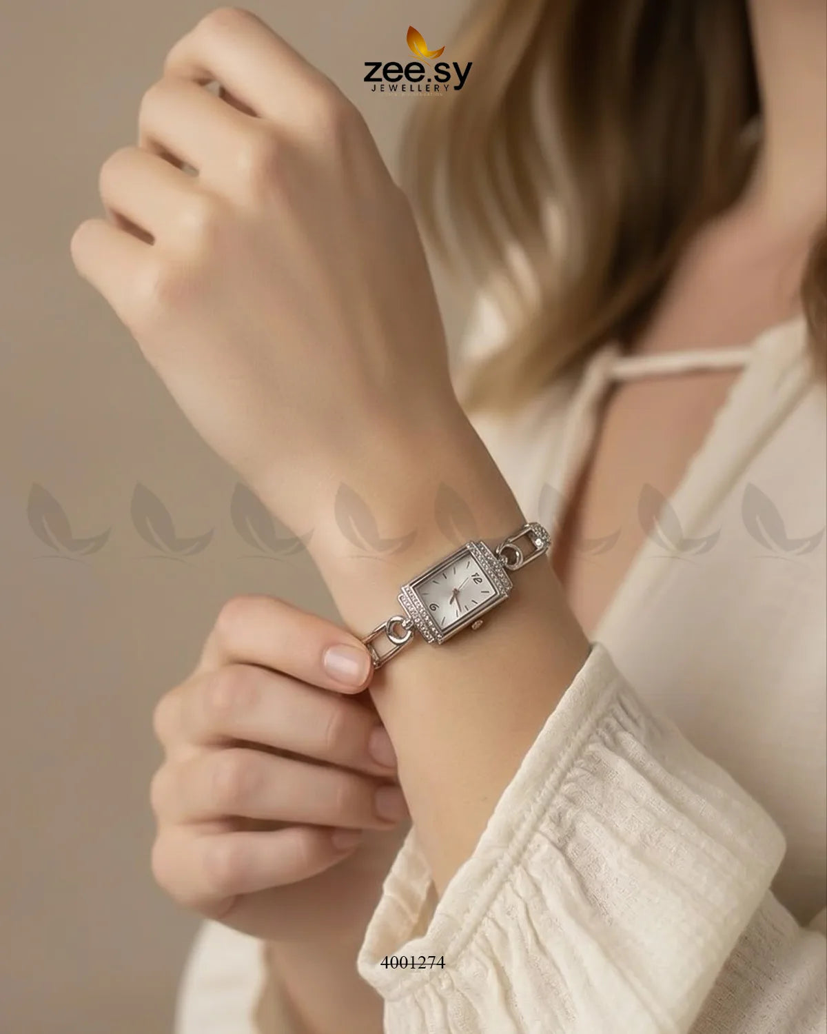 Chic Rectangular Dial Bracelet Watch Gray ACCESSORIES - Zeesy Jewellery Pakistan | Premium Artificial & Imitation Jewellery