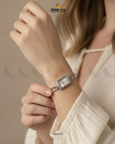 Chic Rectangular Dial Bracelet Watch Gray ACCESSORIES - Zeesy Jewellery Pakistan | Premium Artificial & Imitation Jewellery