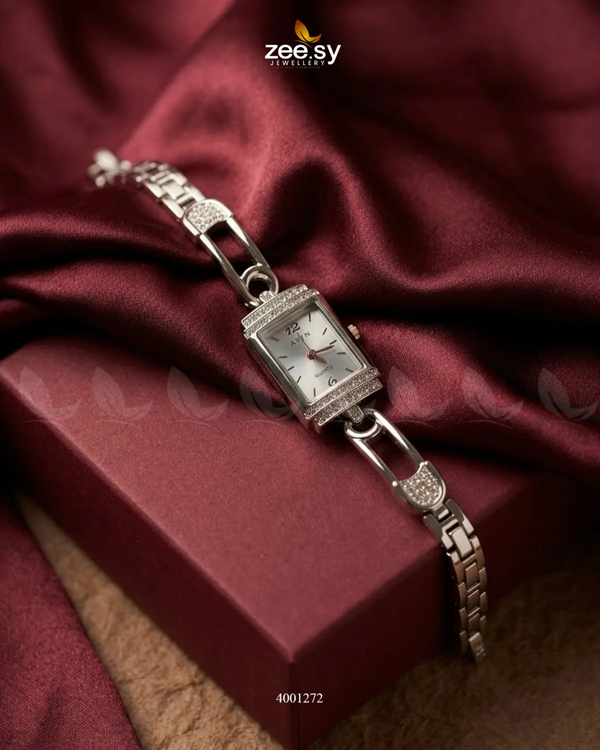 Chic Rectangular Dial Bracelet Watch Silver White ACCESSORIES - Zeesy Jewellery Pakistan | Premium Artificial & Imitation Jewellery