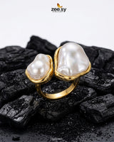 Classic Parisian Gilded Pearl Ring Finger Ring - Zeesy Jewellery Pakistan | Premium Artificial & Imitation Jewellery