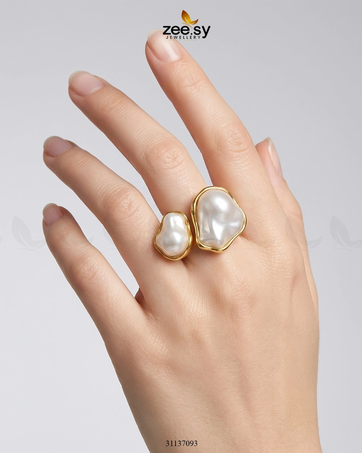 Classic Parisian Gilded Pearl Ring Finger Ring - Zeesy Jewellery Pakistan | Premium Artificial & Imitation Jewellery