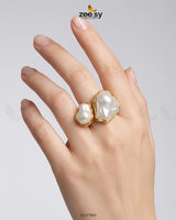 Classic Parisian Gilded Pearl Ring Finger Ring - Zeesy Jewellery Pakistan | Premium Artificial & Imitation Jewellery