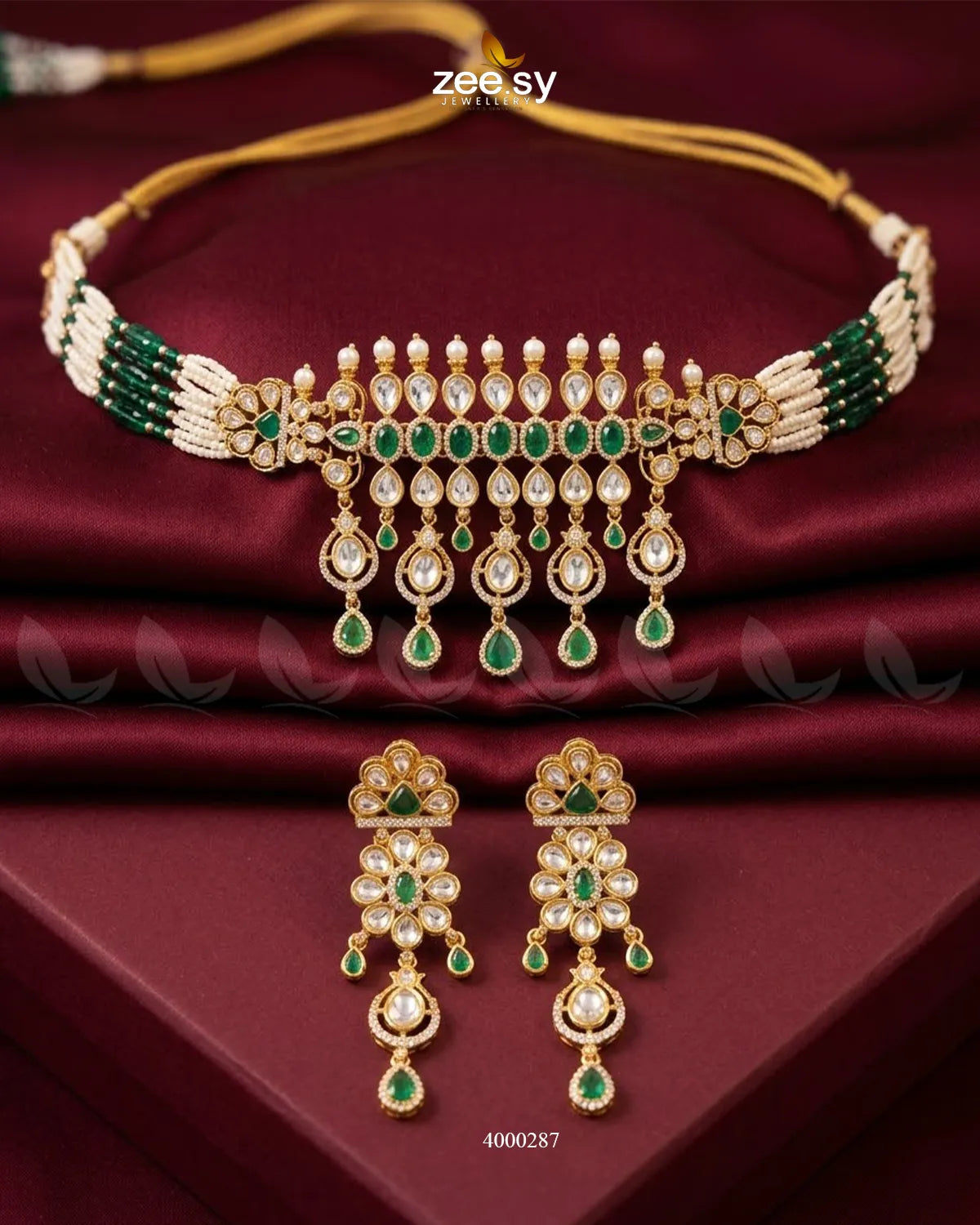 RHS09 Classic Teardrop Choker Set necklace with matching teardrop earrings in gold-tone finish