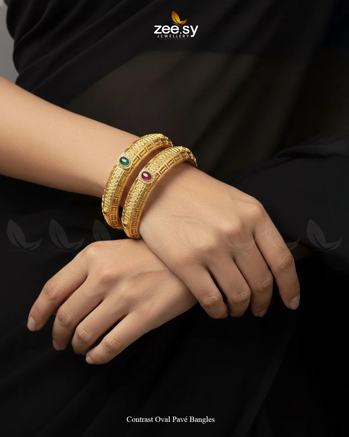 Contrast Oval Pavé Bangles - Zeesy Jewellery