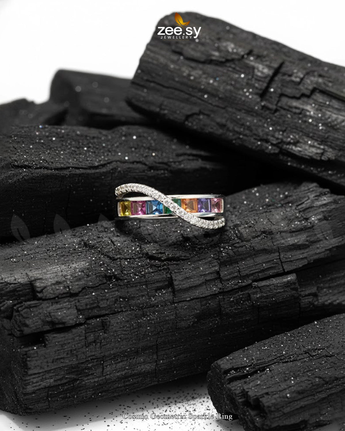 Cosmic Geometric Sparkle Ring - Zeesy Jewellery