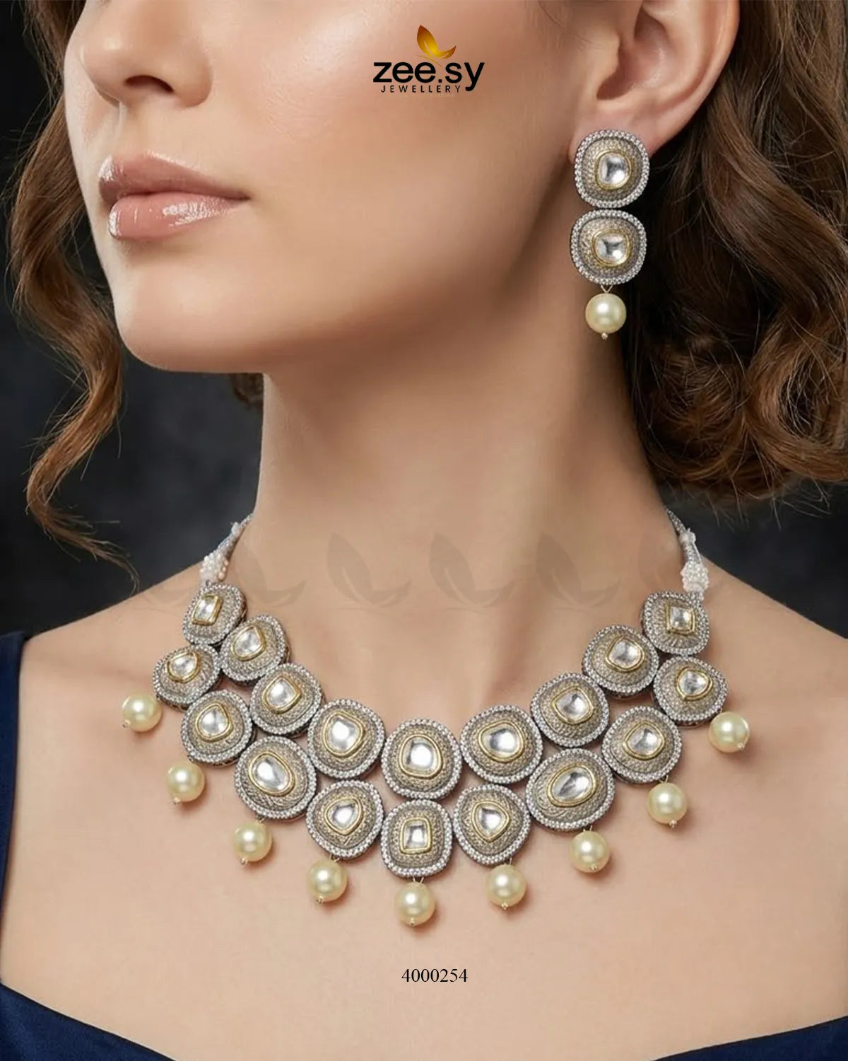 RHS09 Cosmos dual tone necklace set with complementary necklace designs and matching pendants