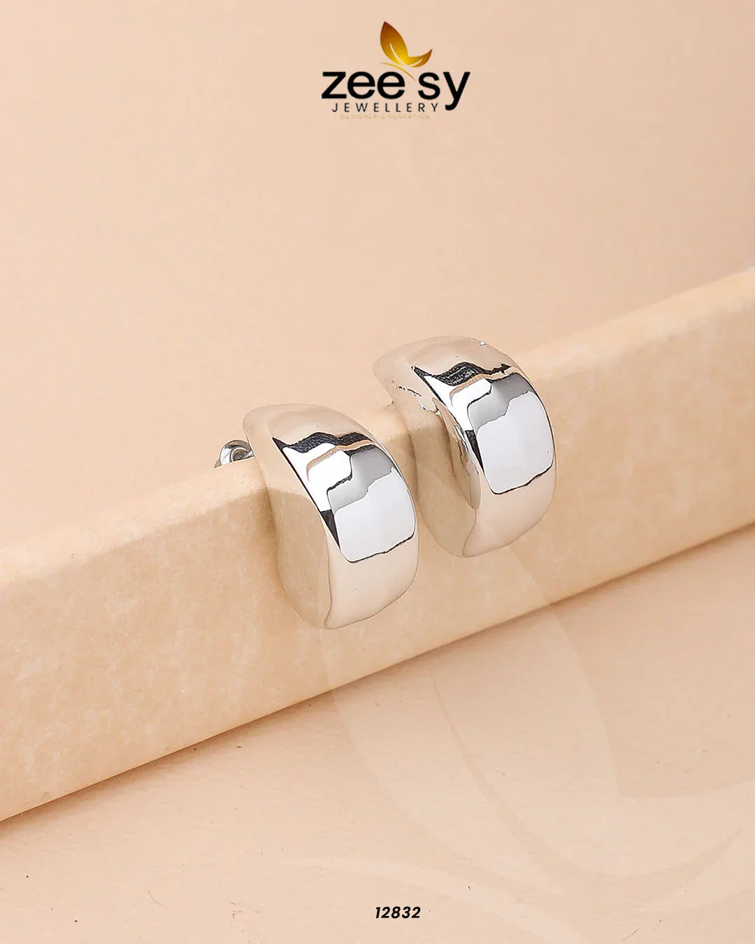 Crescent Hoop Earrings Silver - Zeesy Jewellery