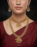 Crimson Gems Stone Malla Set Malla Necklace - Zeesy Jewellery Pakistan | Premium Artificial & Imitation Jewellery