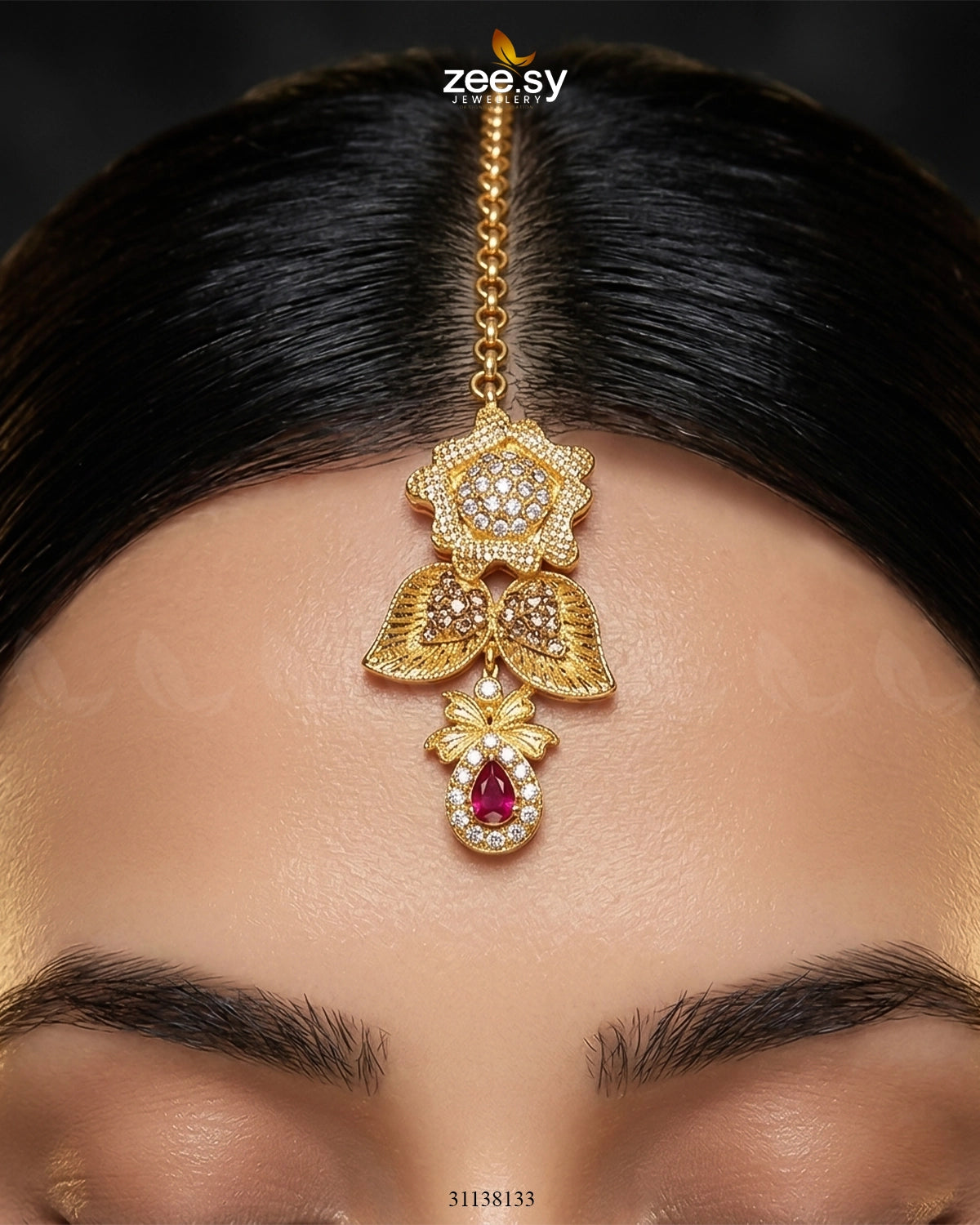 Crimson Gemstone Hasli Necklace Set Bridal Set - Zeesy Jewellery Pakistan | Premium Artificial & Imitation Jewellery