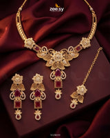 Crimson Gemstone Hasli Necklace Set