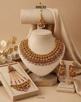 Crimson Ruby Zircon Bridal Set Bridal Set - Zeesy Jewellery Pakistan | Premium Artificial & Imitation Jewellery