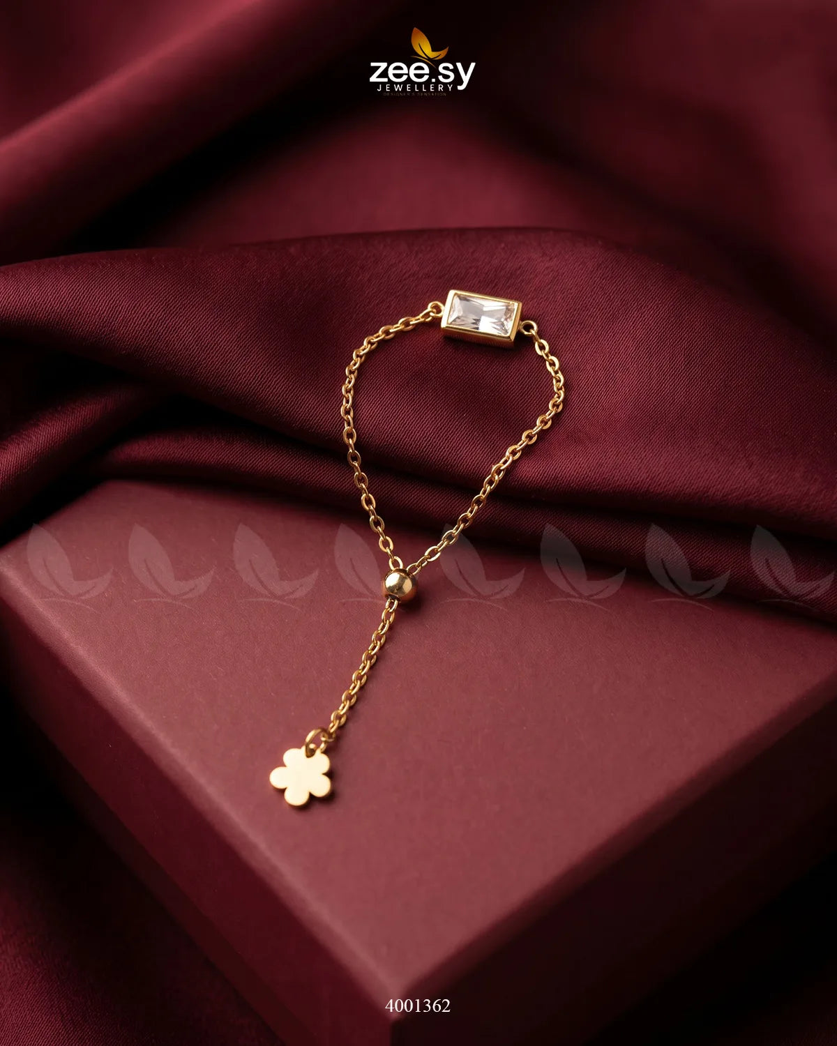 Crimson Stone Charm Ring Golden White Finger Ring - Zeesy Jewellery Pakistan | Premium Artificial & Imitation Jewellery