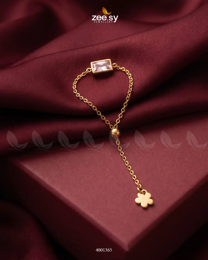 Crimson Stone Charm Ring Golden Mint Pink Finger Ring - Zeesy Jewellery Pakistan | Premium Artificial & Imitation Jewellery