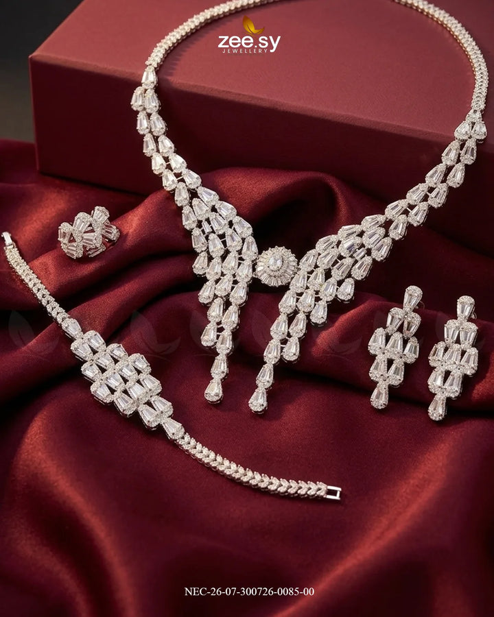 Crystal Butterfly Cascade Necklace Set