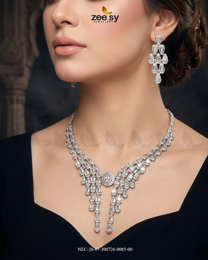 Crystal Butterfly Cascade Necklace Set