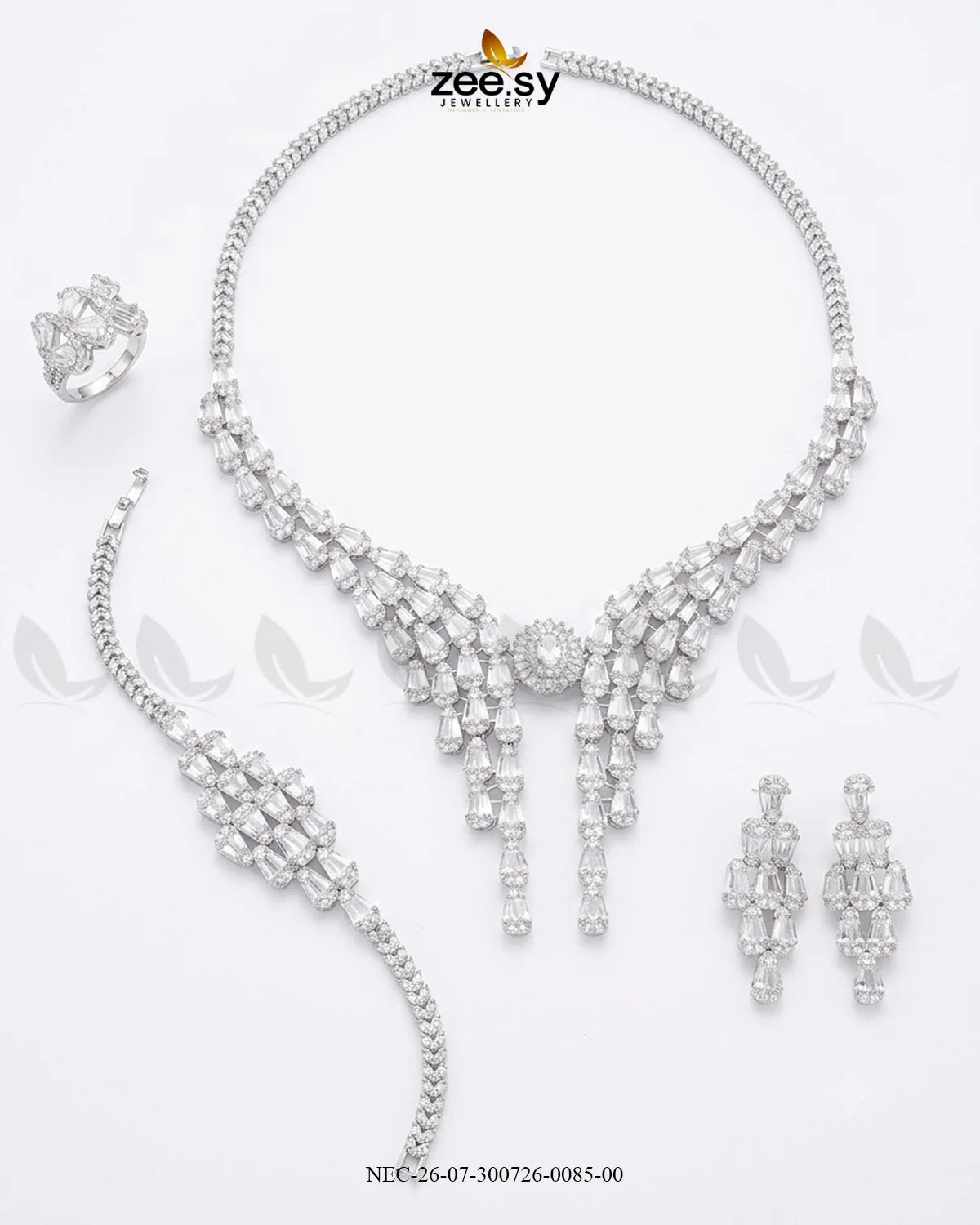 Crystal Butterfly Cascade Necklace Set