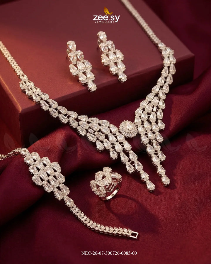 Crystal Butterfly Cascade Necklace Set Necklace Sets - Zeesy Jewellery Pakistan | Premium Artificial & Imitation Jewellery