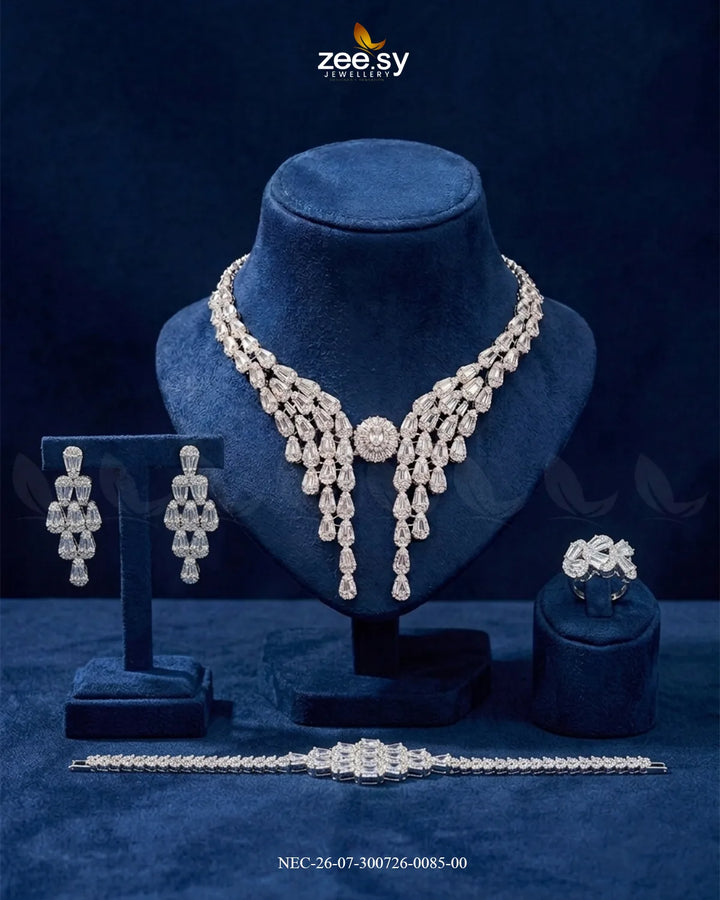 Crystal Butterfly Cascade Necklace Set Necklace Sets - Zeesy Jewellery Pakistan | Premium Artificial & Imitation Jewellery