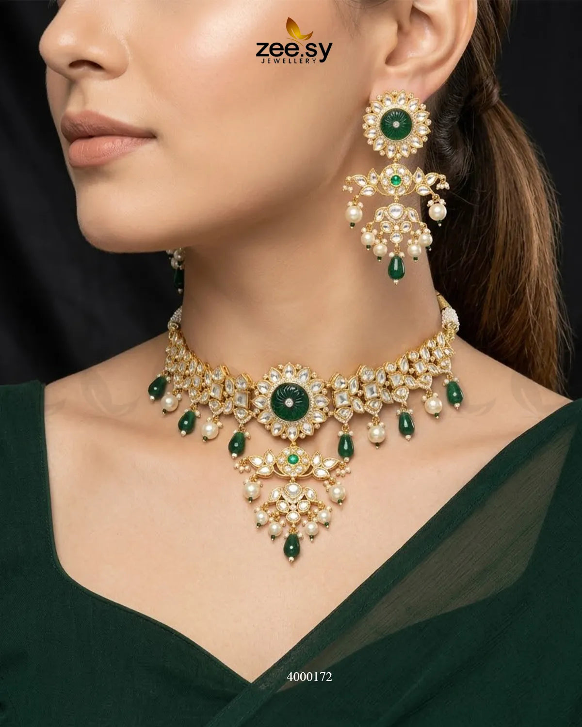 RHS09 Cypress floral pearl necklace set with elegant flower and pearl detailing