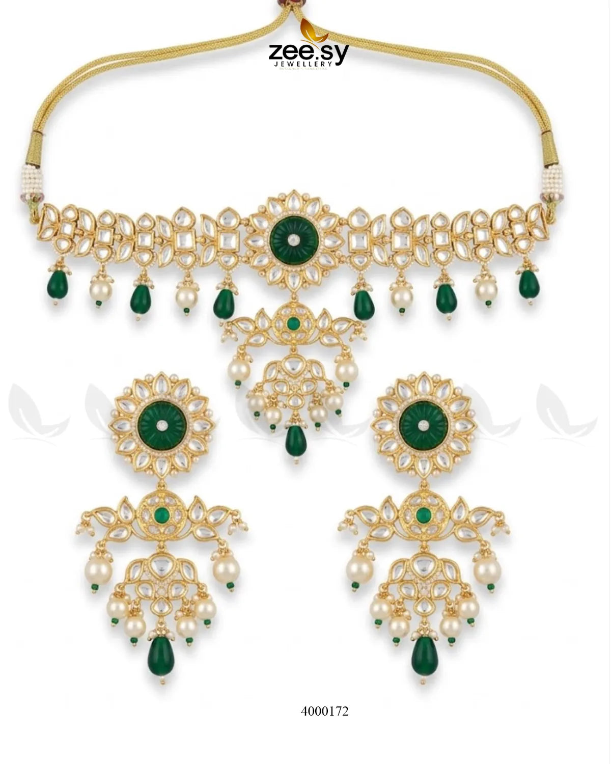 RHS09 Cypress floral pearl necklace set in G-GREN design, featuring delicate floral details and pearl accents
