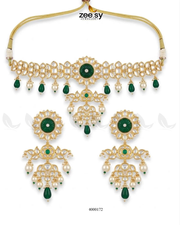 RHS09 Cypress floral pearl necklace set in G-GREN design, featuring delicate floral details and pearl accents