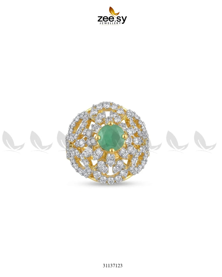 Dahlia Gemstone Zircon Ring Finger Ring - Zeesy Jewellery Pakistan | Premium Artificial & Imitation Jewellery