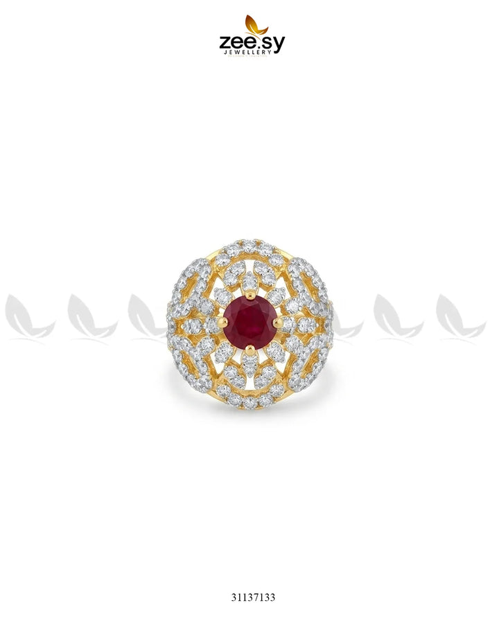 Dahlia Gemstone Zircon Ring Finger Ring - Zeesy Jewellery Pakistan | Premium Artificial & Imitation Jewellery